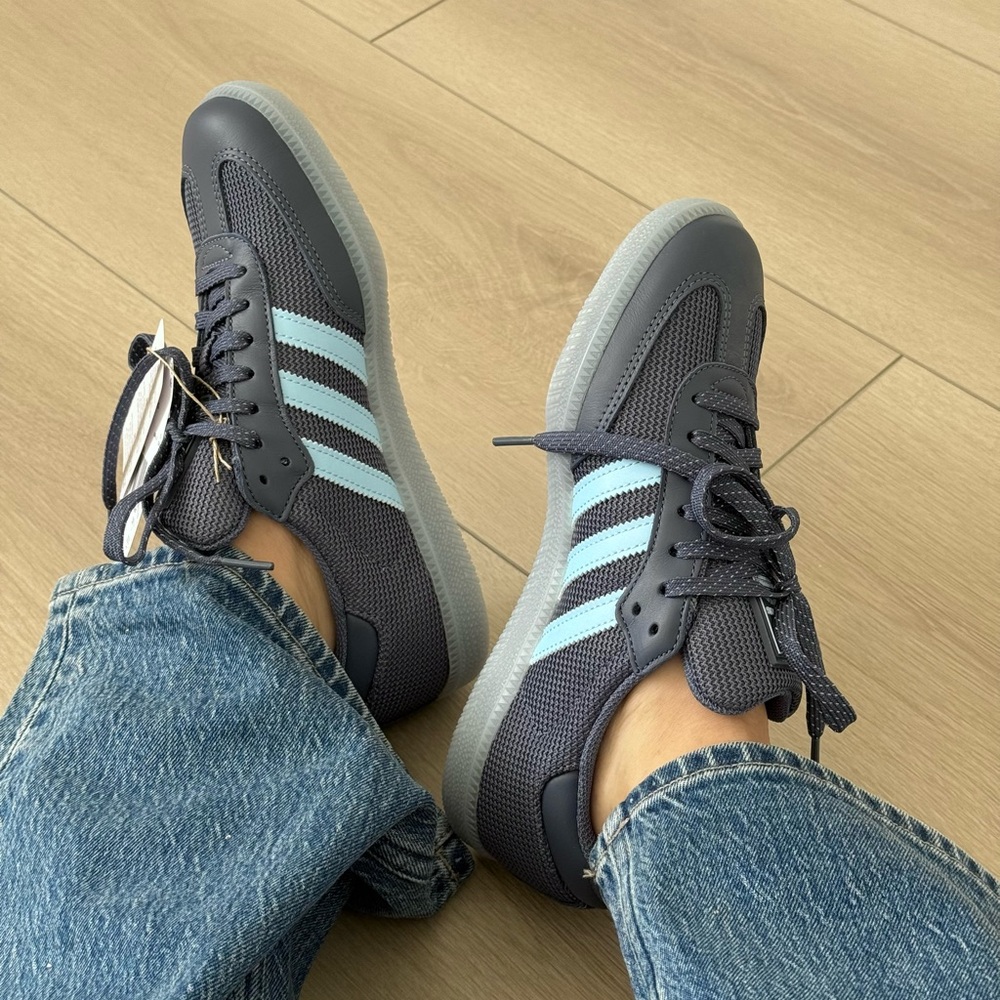 adidas Dark Gray Sneakers with Light Blue Stripes